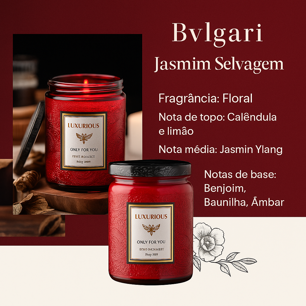 Vela Perfumada Luxuosa – 200g | Coleção "Only for You"