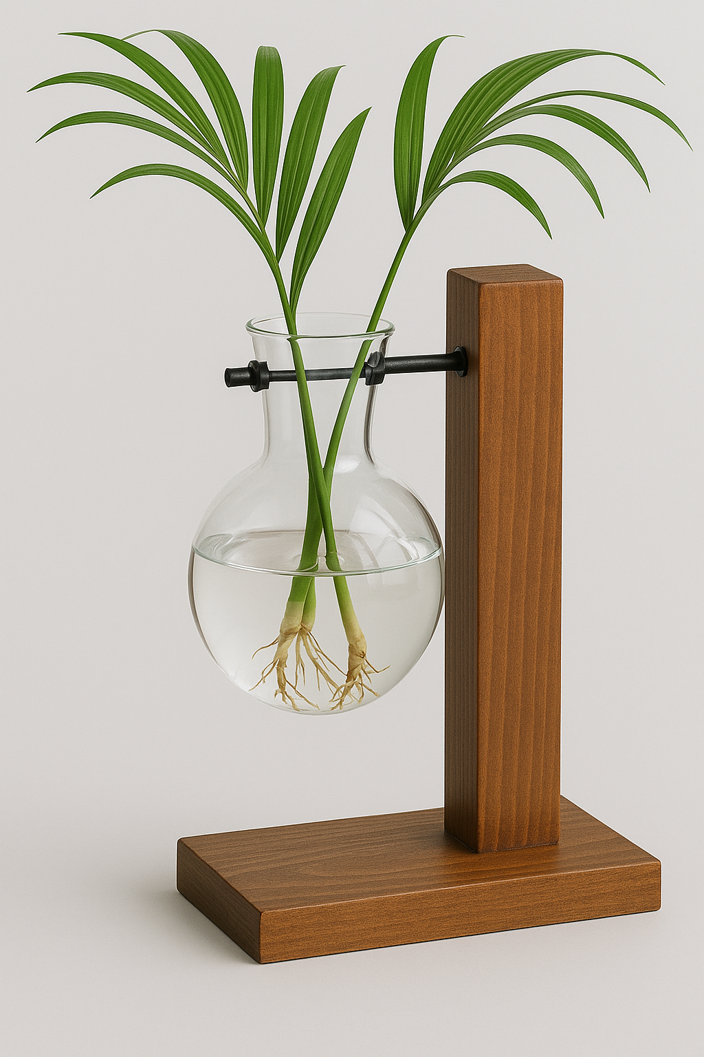 Vaso Hidropônico Decorativo em Vidro e Madeira – Design Contemporâneo Maison Caeli