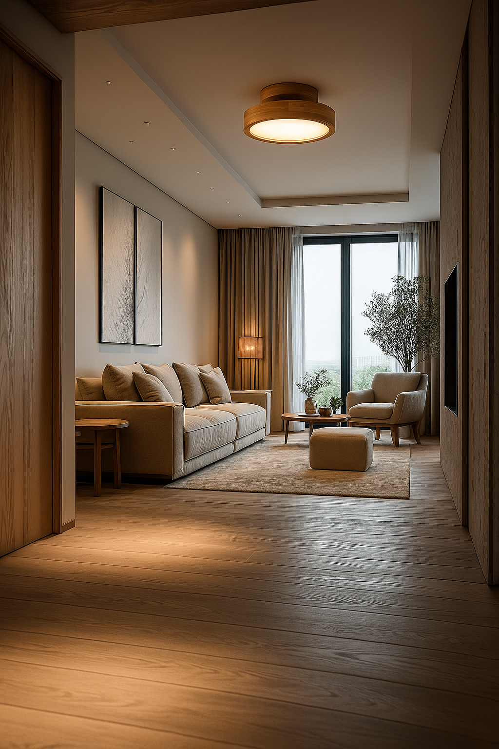 Luminária de Teto LED Madeira Natural