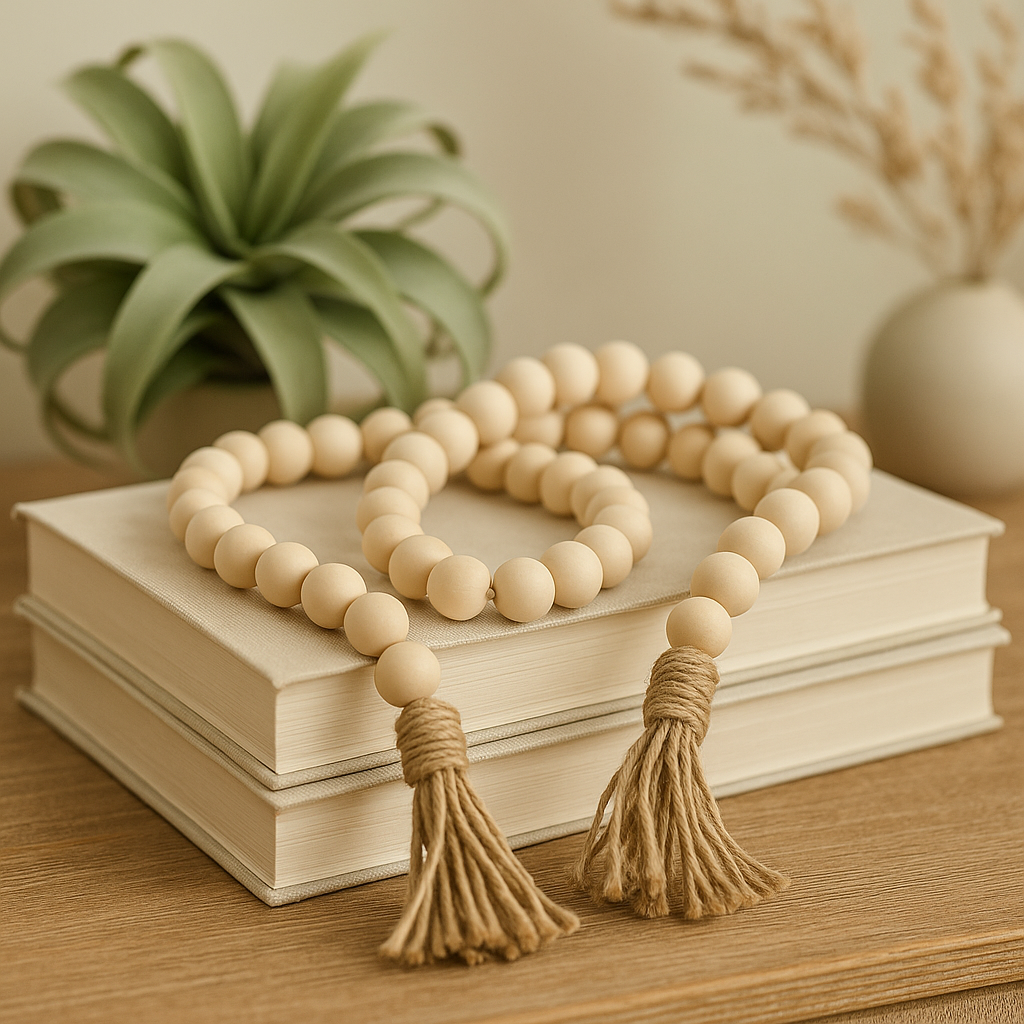 Cordão Decorativo de Madeira com Tassel – Estilo Boho e Escandinavo | Maison Caeli