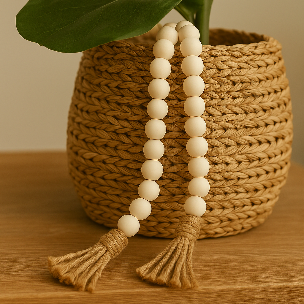 Cordão Decorativo de Madeira com Tassel – Estilo Boho e Escandinavo | Maison Caeli