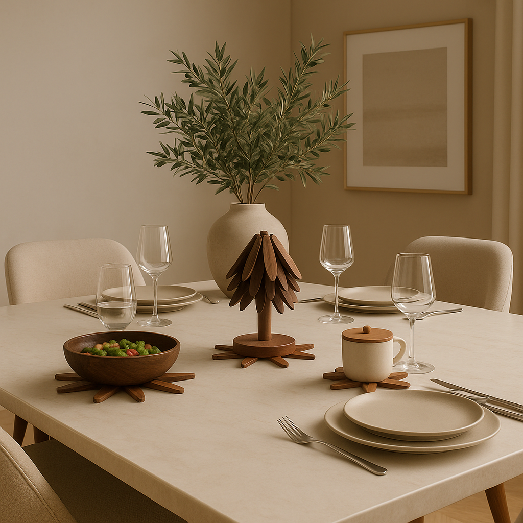 Suporte Modular de Mesa em Madeira – 3 Peças Decorativas Pinus Escandinavo