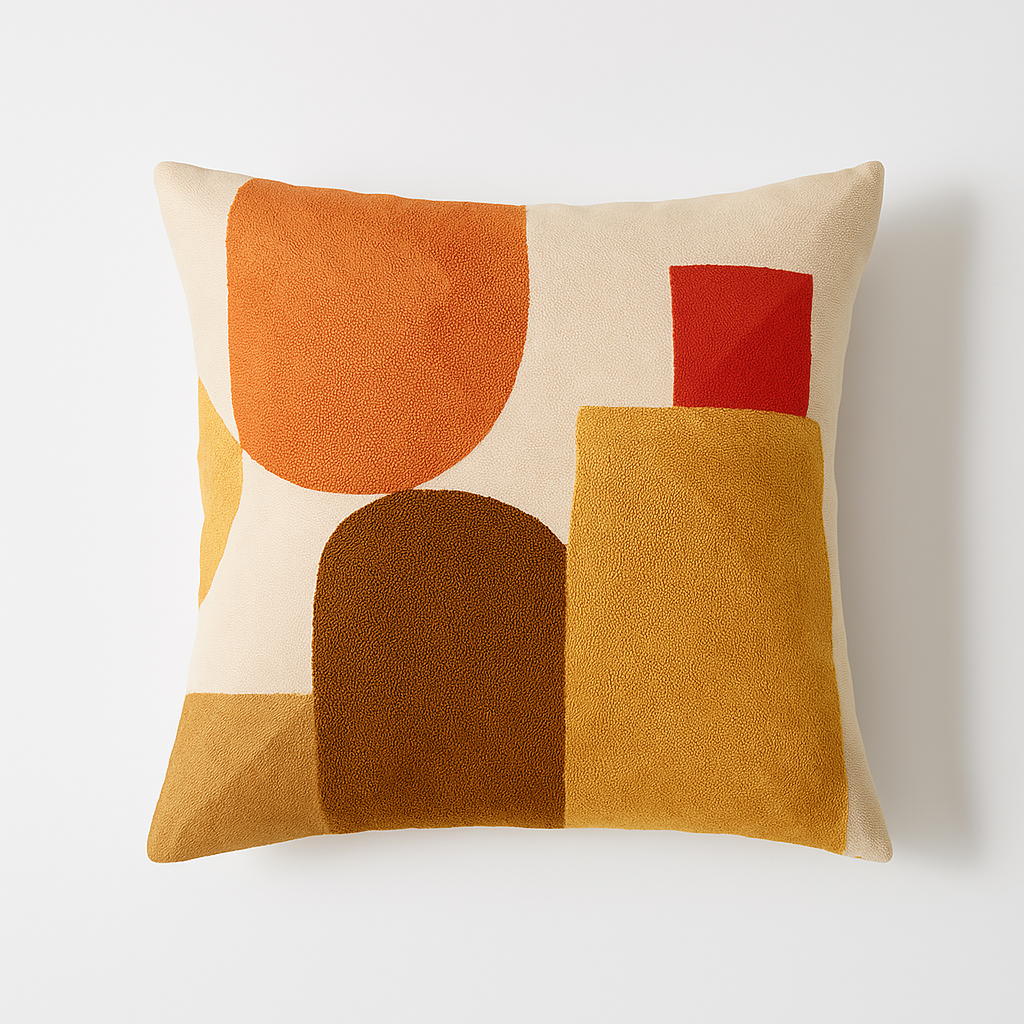 Almofada Decorativa em Algodão com Bordado Geométrico – Estilo Escandinavo | Maison Caeli