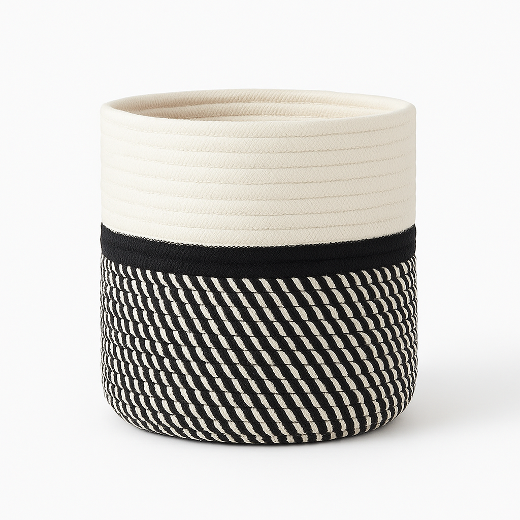 Cesto Decorativo de Corda de Algodão – Para Roupas ou Plantas (20cm / 25cm / 30cm)