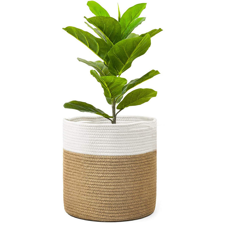 Cesto Decorativo de Corda de Algodão – Para Roupas ou Plantas (20cm / 25cm / 30cm)