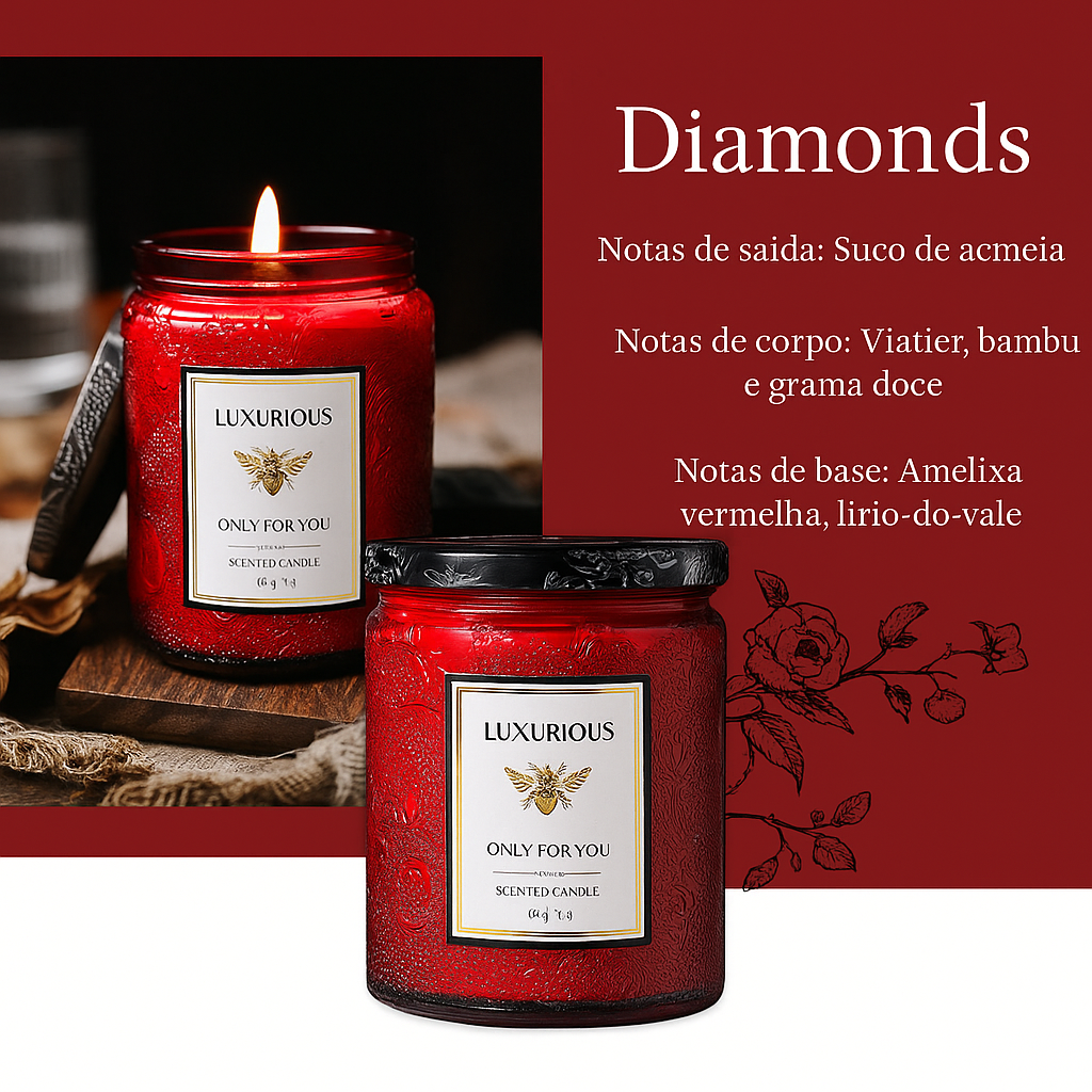 Vela Perfumada Luxuosa – 200g | Coleção "Only for You"