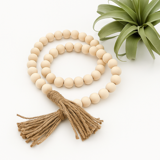 Cordão Decorativo de Madeira com Tassel – Estilo Boho e Escandinavo | Maison Caeli