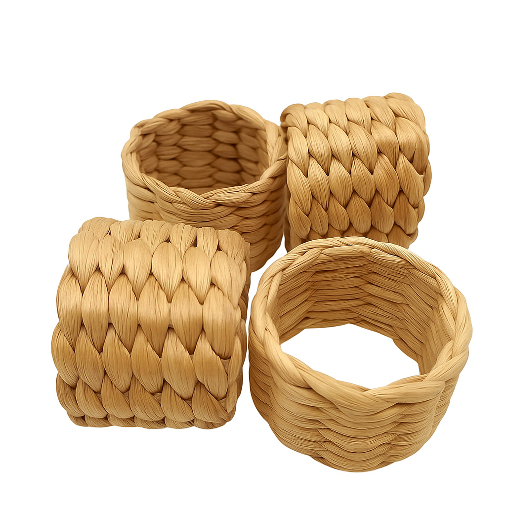 Anel de Guardanapo de Palha Natural (Kit com 4)