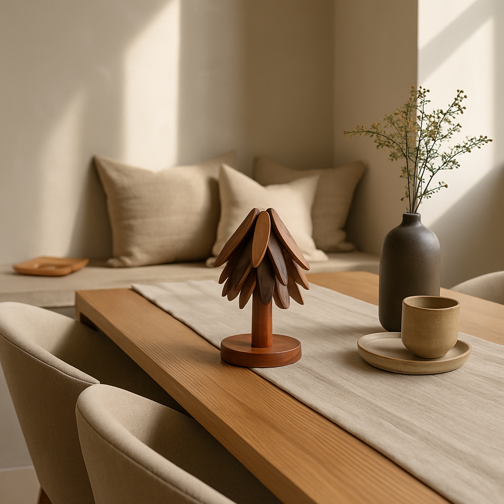 Suporte Modular de Mesa em Madeira – 3 Peças Decorativas Pinus Escandinavo