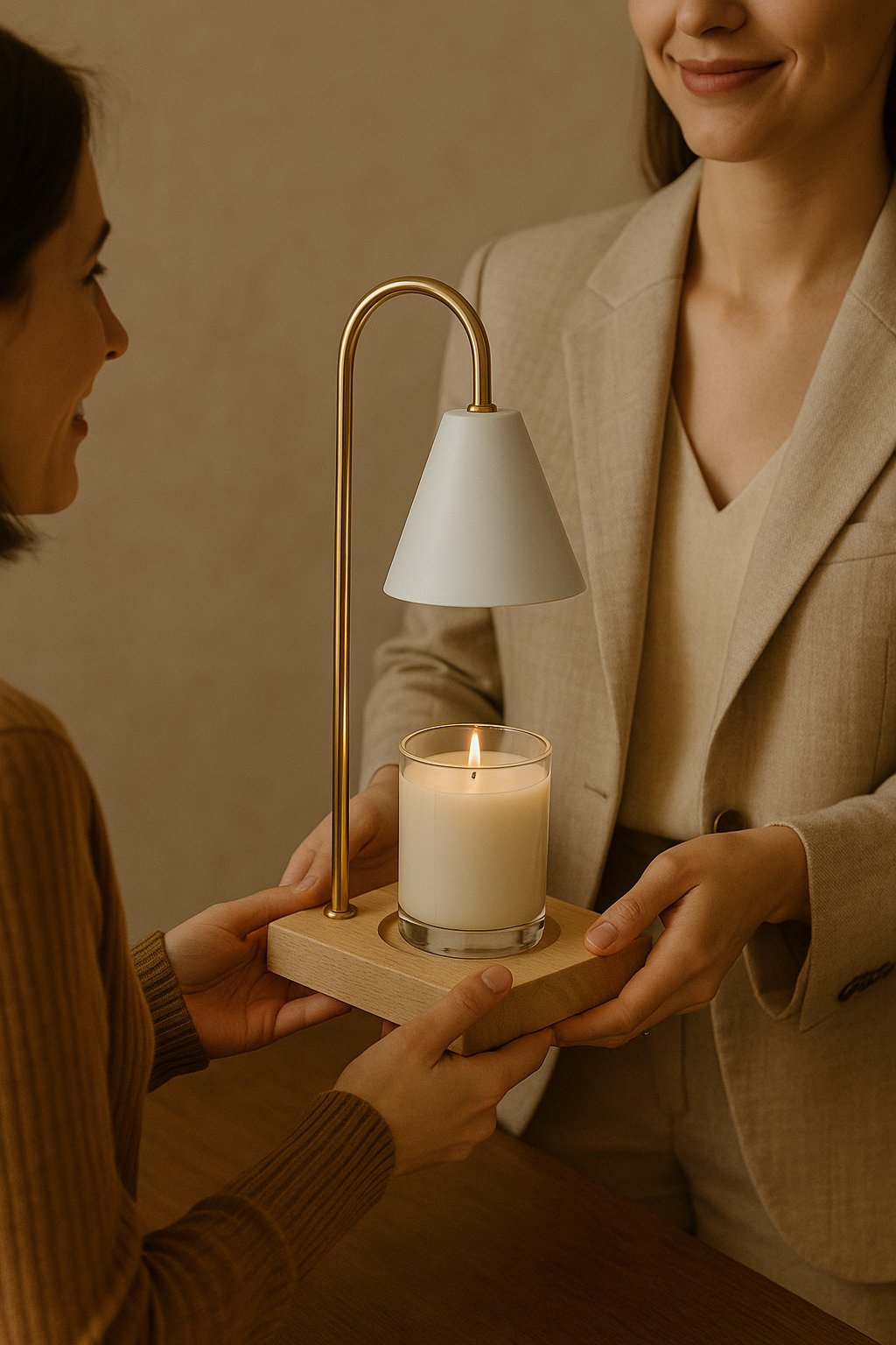 Luminária Aromática de Madeira com Dimmer – Design Minimalista | Maison Caeli