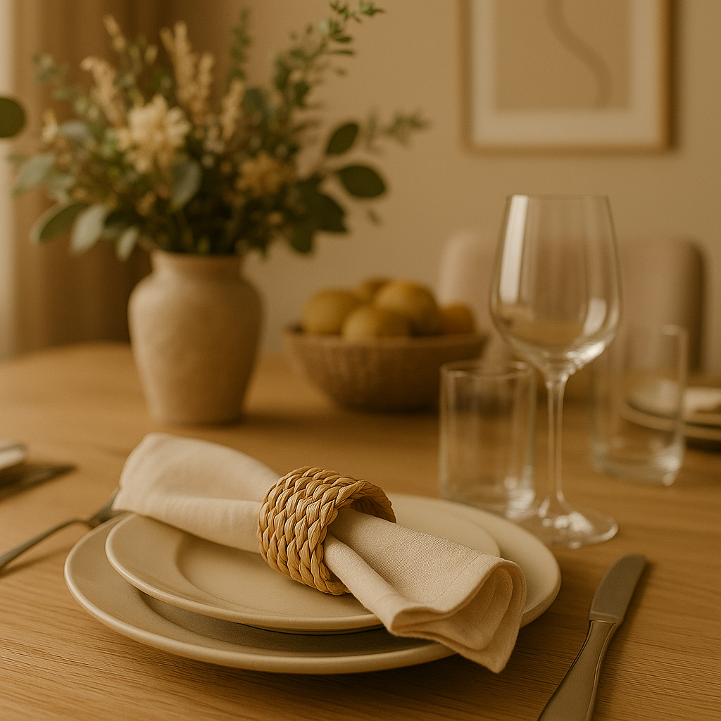 Anel de Guardanapo de Palha Natural (Kit com 4)