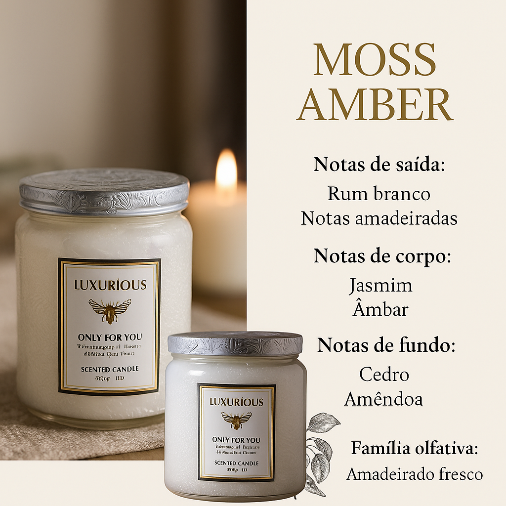 Vela Perfumada Luxuosa – 200g | Coleção "Only for You"