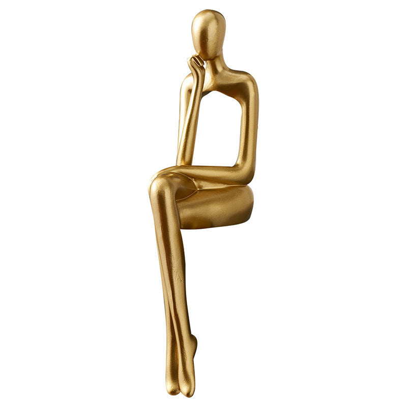 Escultura Decorativa Dourada Sentada – Arte Abstrata Minimalista 23cm