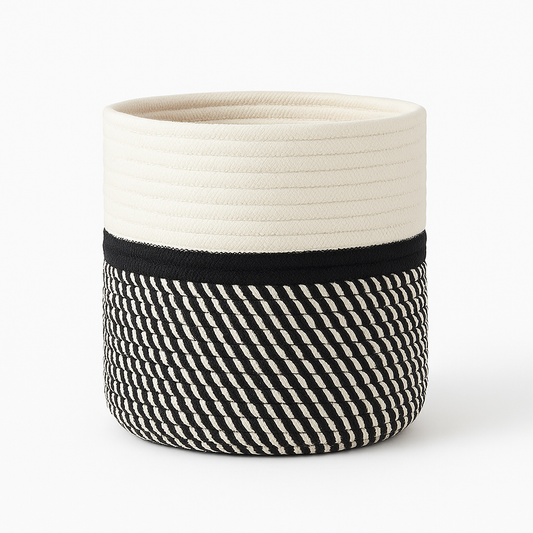 Cesto Decorativo de Corda de Algodão – Para Roupas ou Plantas (20cm / 25cm / 30cm)