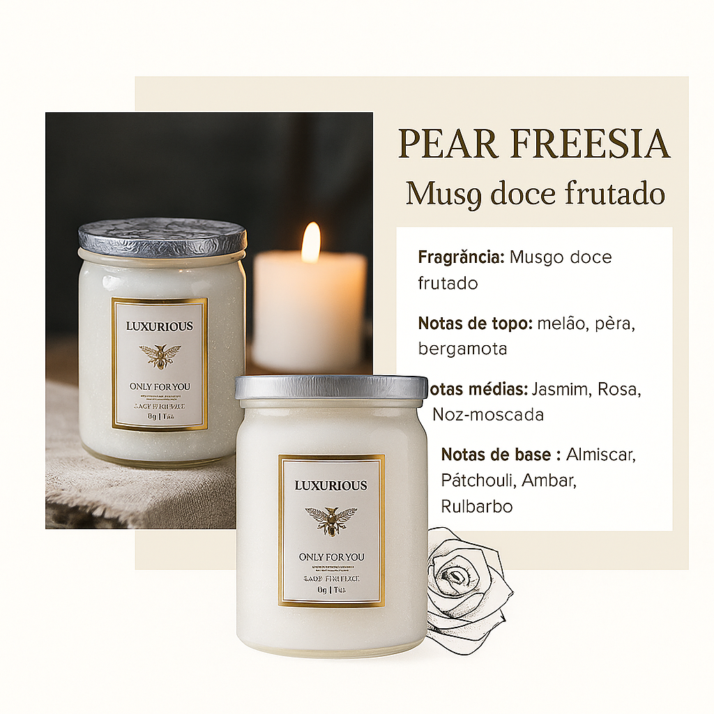 Vela Perfumada Luxuosa – 200g | Coleção "Only for You"